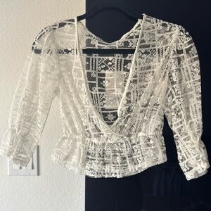 Brand New NWR Zara White Sheer Blouse